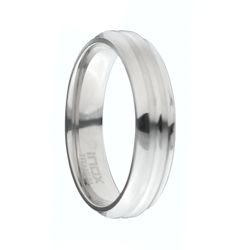INOX Titanium Ring with Ridges Center Groove - FRT002